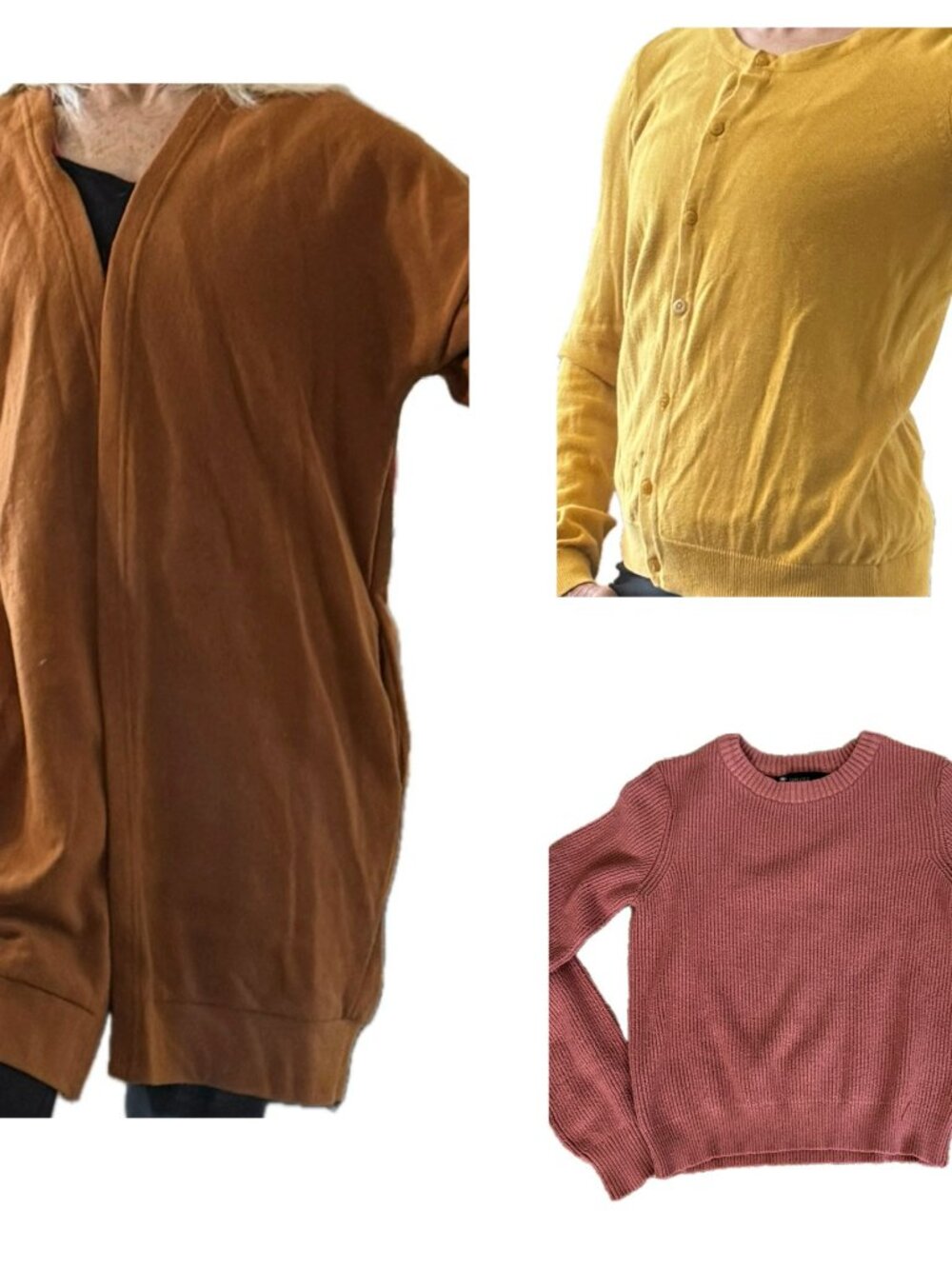 3 Sweater Tops All Season Long Sleeve Spice Raspberry Apricot Sz S-M
